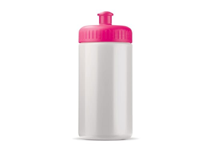 Bidon sport promotionnel Basic - 500 ml Blanc et Rose